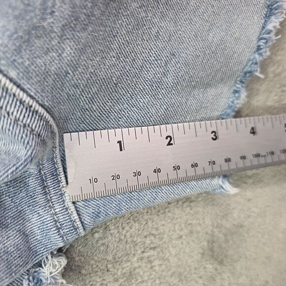 Womens Rue+ Blue Denim Shorts Distressed Heart Appliques Frayed Hem Hi Rise 16 - Picture 8 of 10